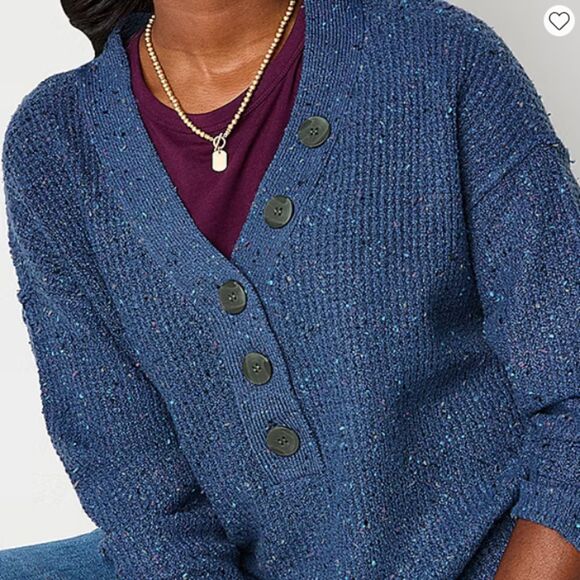 a.n.a - A New Approach | Blue Y-Neck Long Sleeve Pullover Sweater | Small - Picture 3 of 11